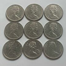 【希少品セール】カナダ エリザベス女王肖像デザイン 10セント硬貨 1969年 1971年〜1974年 1976年 1978年〜1880年 年号違い 各1枚ずつ 9枚_画像1