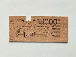 【希少品セール】国鉄 地図式乗車券 (辻堂→1000円区間) 辻堂駅発行 0711