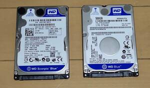 【動作品】Western Digital 2.5インチ HDD 500GB 250GB 2点セット ハードディスクドライブ