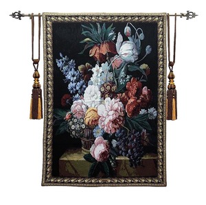 花と果物の絵が描かれたジャカード壁掛けタペストリーアートテキスタイルジャガード織壁掛けインテリア輸入品