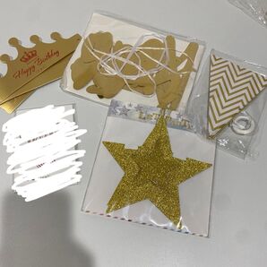 誕生日 ゴールド ナチュラル 飾り フラッグ まとめ売り