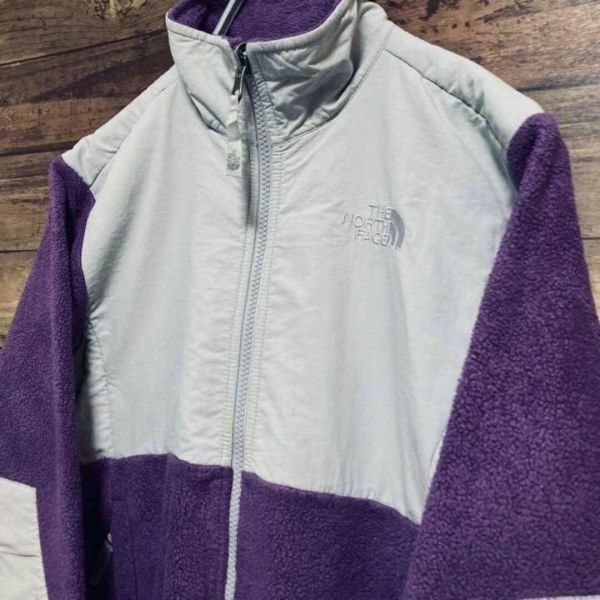ノースフェイス　フリースジャケット　デナリ　刺繍　M 150cm紫　グレー