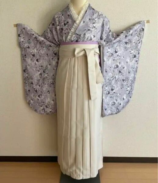 袴セット 袴フルセット 着付け小物 袴バッグ 袴髪飾り 紫 レース 花柄 成人式着物