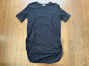 アース　半袖　ゆったり　身幅50cm　丈(前)73.5cm(後)84cm　チュニック　Tシャツ　レディース　ブラック、黒　綿100％　送料無料