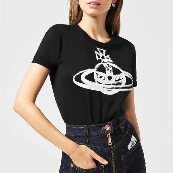 VivienneWestwood☆オーガニックコットン オーブTシャツ M ヴィヴィアンウエストウッド 半袖Tシャツ 白 黒 男女兼用 ORB ブラック