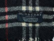 N712　バーバリー　BURBERRY LONDON　ネイビー　英国製　ラムウールマフラー　ネコポス対応　_画像2