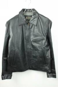 A096　Horsehide　レザージャケット　馬革　ドリズラージャケット　ブルゾン　革ジャン　ブラック　黒　サイズ38