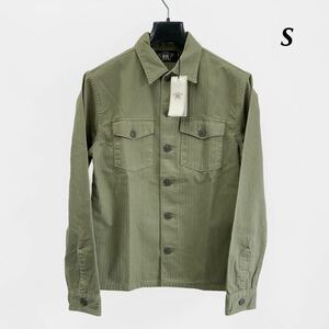 23FW 新品 RRL ヘリンボーン ツイル シャツ DOUBLE RL ダブルアールエル ラルフローレン ワークシャツ ミリタリー オリーブ 長袖 Sサイズ