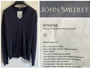 wtapsダブルタップス×JOHN SMEDLEYジョンスメドレー綿100% PHILOSOPHY Vネックニット NAVY neighborhood