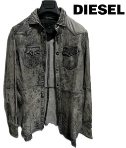 定価136,400円DIESELディーゼルL-SUL-ROW羊革LAMB顔料製品染めヴィンテージ加工 レザーシャツジャケットYprojectグレンマーティンス