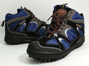 滑りにくい 登山 男性用オカモト化成品 安全靴 ピンスパイクシューズ ブラックウルフ KMP-9609 ネイビー