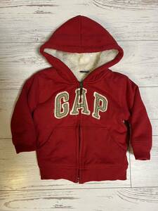 GAP 裏ボア暖かパーカ　size80 大きめの切りっぱなしロゴバッチ