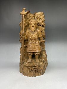 熊7) 時代品 木彫 仏像 ヤマトタケル 日本武尊 作家物 銘有り 極上細密彫 彫刻 日本武尊像 やまとたけるのみこと 置物 アンティーク 骨董