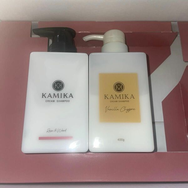 クリームシャンプー KAMIKA (カミカ) バニラシプレの香り、ローズ&ウッドの香りの2本セット