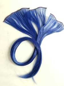 3 pcs set, blue. wig parts * clip attaching wool .,ek stereo .*..... blue * long strut wool bundle 