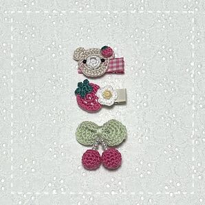 ベビーヘアクリップ 3個セット クリアピンク
