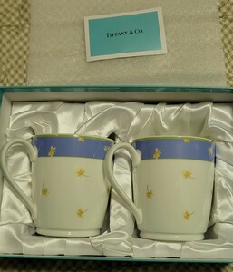 【即決 送料無料】TIFFANY＆Co ティファニー 花柄 フラワー柄 マグカップ コーヒーカップ 陶器 2個セット