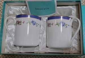 【即決 送料無料】TIFFANY＆Co ティファニー 花柄 フラワー柄 マグカップ コーヒーカップ 陶器 2個セット