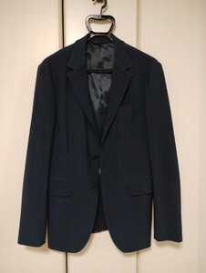 美品◆COMME CA MEN コムサメン◇モナリザ グレンチェックプリントジャケット◇ネイビー◇Lサイズ◇15JN03◆送料無料◆　