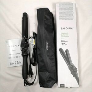 SALONIAsaronia ceramic Karl hair iron SL-008AB 32mm black professional specification MAX210*C a09470