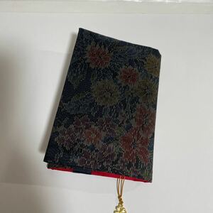 * book cover * library book@ size * silk genuine Ooshima pongee . flower writing!