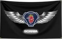 スカニア フラッグ ブラック SCANIA 翼 シルバー 送料無料_画像1