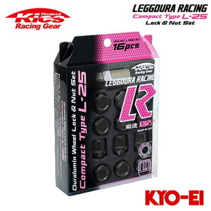 協永産業 Kics レデューラレーシング コンパクトタイプ L-25 ロック＆ナットセット M12×P1.25 ブラック 16pcs (ナット12p＋ロックナット