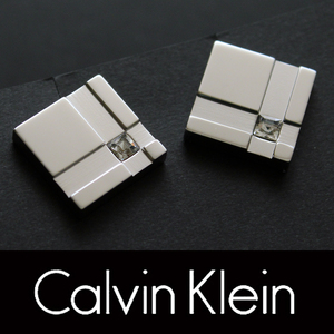 8478*CK Calvin Klein * cuffs * silver × clear Stone * cuffs button ~ cuff links * Onward . mountain *Calvin Klein* new goods 