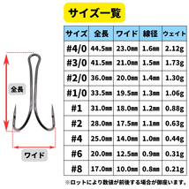 【送料120円】高炭素鋼 ダブルフック ブラックニッケルメッキ仕様 #8 50本セット ソルト対応 メタルバイブ バイブレーションに！_画像2