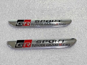 2個セット GR SPORT サイド リア エンブレム シルバー プリウス スープラ アクア マークX ヴィッツ ヤリス 86 コペン ノア C-HR