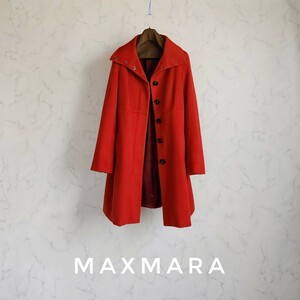 超高級 極美品 希少 Maxmara 一級品モダンコート 最高級生地 レッド系カラー マックスマーラ イタリアンデザイン weekend おしゃれ裏地