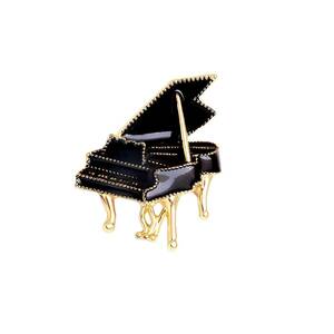 S2530 演奏会 ピアノ 2WAY ペンダントトップ兼ブローチ/ブラック