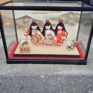 手まり　人形　日本人形　ドール　ガラスケース
