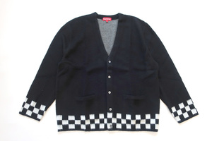 (XL)Supreme Brushed Checkerboard Cardigan Blackシュプリームチェッカーボードカーディガン黒