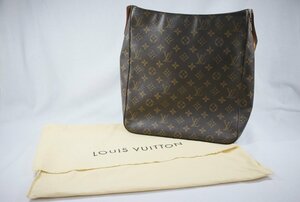 ◎ 中古品 Louis Vuitton ルイヴィトン M51145 ルーピング GM モノグラム トートバッグ ハンドバッグ ブラウン 保存袋付き レディース h_b