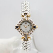 SEIKO セイコー エクセリーヌ 1F20-0B60 クォーツ シェル文字盤 金属ベルト 不動品 ジャンク品 m_w(j) m24-33366_画像2