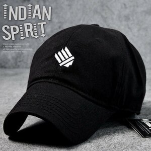 INDIAN キャップ ローキャップ 帽子 メンズ レディース 野球帽 インディアン アウトドア 7988121 ブラック/ホワイト 新品 1円 スタート