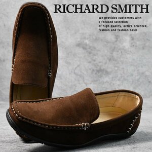 スリッポン ドライビングシューズ メンズ ローファー RICHARD SMITH EEE 1016 ダークブラウン スエード 25.0cm / 新品