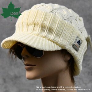 LOGOS ロゴス ニットキャップ ニット帽 帽子 大きい 大きめ 大きいサイズ ニット素材 LS6P207Z 7987319 ホワイト 新品 1円 スタート