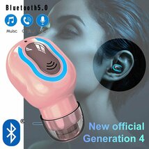 イヤホン ワイヤレス スポーツ Bluetooth5.1 マイク 左右兼用 片耳 高音質 iPhone android スマホ対応 7987958 ピンク 新品 1円 スタート_画像1