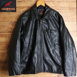 ?8S/s7.3-3　CORDOVAN MONTREAL　シングルライダース　本革　レザージャケット　革ジャン　皮ジャン　バイカー　メンズ　L　ブラック