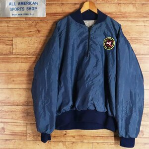 L3.J/R6.9-2　アメリカ古着　ALL AMERICAN SPORTS SHOP　ハーフジップ　プルオーバー　ナイロンジャケット　ジャンパー　ワッペン　ブルー