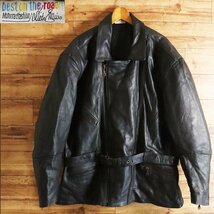 K2J/Y6.26-2　ドイツ古着　best on the road　本革　レザー　モーターサイクルジャケット　ライダース　革ジャン　皮ジャン　ブラック_画像1