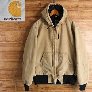 E4S/R12.21-2　アメリカ古着　Carhartt　カーハート　アクティブパーカー　ダックジャケット　ワークジャケット　メンズ　L　キャメル