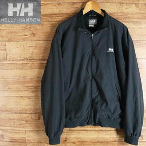 L4J/R1.9-2　HELLY HANSEN　ヘリーハンセン　シェルジャケット　ナイロンジャケット　裏フリース　刺ロゴ　L　ネイビー　アメリカ古着