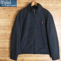 F9T/Y1.8-4　　90s　POLO RALPH LAUREN　ラルフローレン　裏フリースジャケット　ジャンパー　ブルゾン　メンズ　ネイビー　サイズXL_画像1