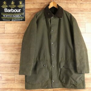 B9S/R1.12-4　英国製　Barbour　バブアー　NORTHUMBRIA　ノーザンブリア　オイルドジャケット　ハンティングジャケット　カーキ系