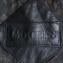 *5J/s5.18-1　90s　アメリカ古着　MOORES　本革　レザージャケット　革ジャン　皮ジャン　中綿　RED WINGS　ワッペン　メンズ　L　ブラック_画像6