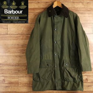 %5K/R1.15-3　80s　英国製　Barbour　バブアー　BORDER　ボーダー　オイルドジャケット　ハンティングジャケット　オイルドコート