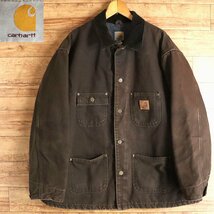 A6S/R1.10-2　Carhartt　カーハート　ミシガンチョアコート　ダックジャケット　裏ブランケット　カバーオール　ワークジャケット　古着_画像1